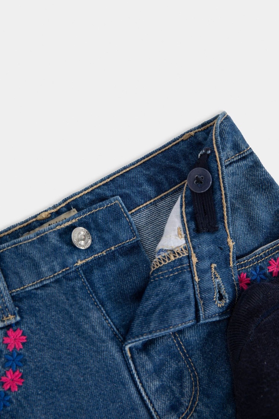 New Denim Shorts With Embroidery Details And Raw Hem Shorts