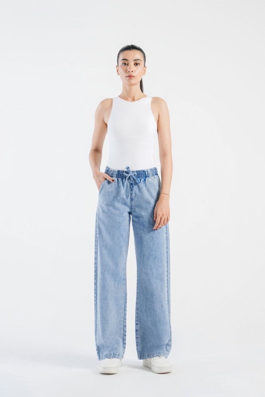 Clearance Elasticated Wide Leg Jeans Jeans