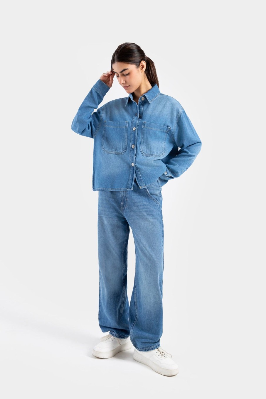 Online Denim Shirt With Patch Pockets Shirts I Blouses