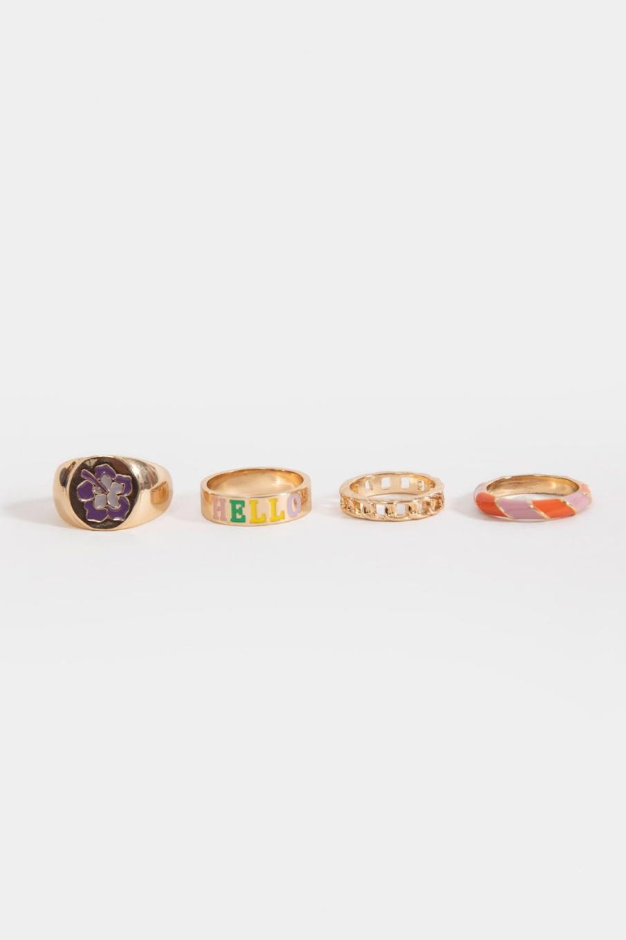 Wholesale Pack Of 4 Printed Enamel Rings Accessories