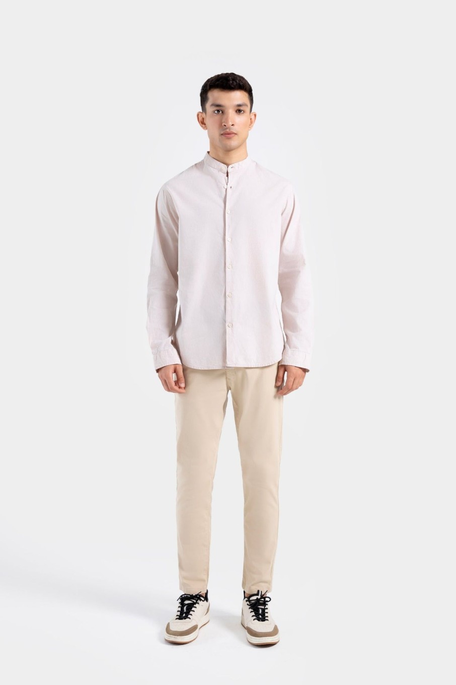 New Basic Cotton Mandarin Collar Shirt Shirts