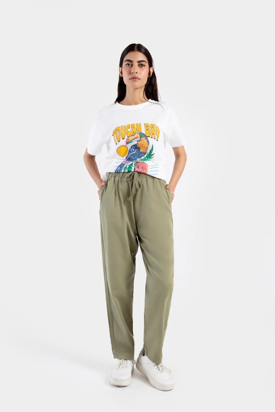 Online Straight Paper Bag Trousers Trousers