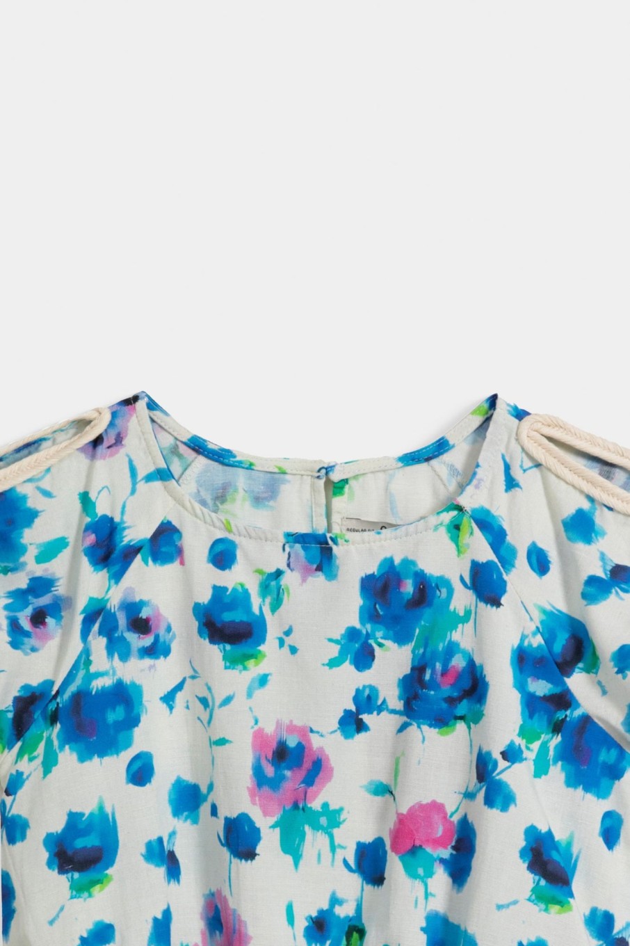 Clearance Floral Print Blouse With Cold Shoulder Detail And Elasticated Hem. Shirts