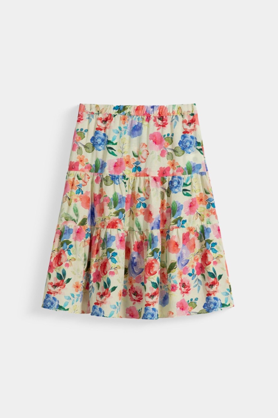 Clearance Floral Print Paneled Midi Skirt Shorts