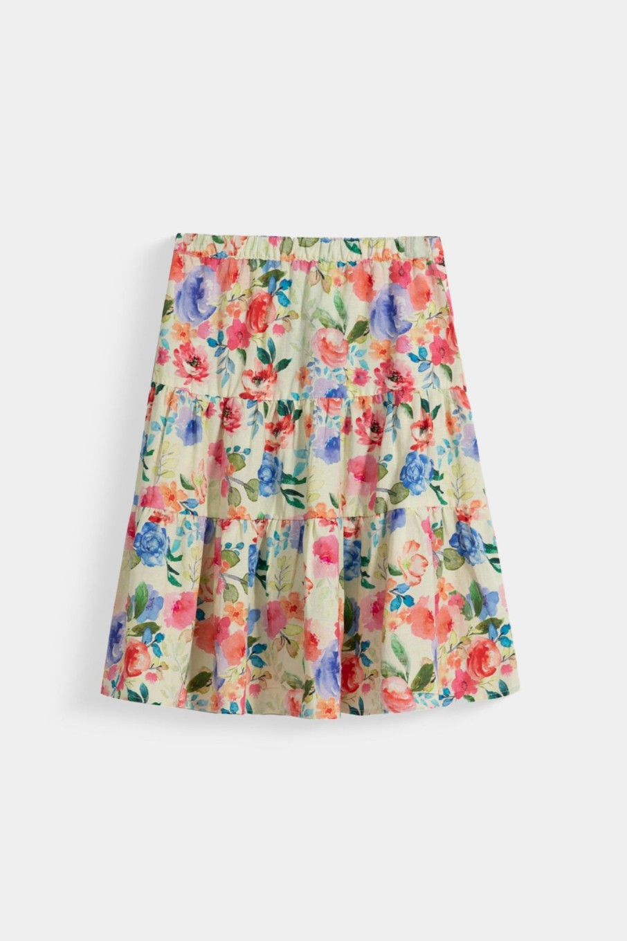 Clearance Floral Print Paneled Midi Skirt Shorts