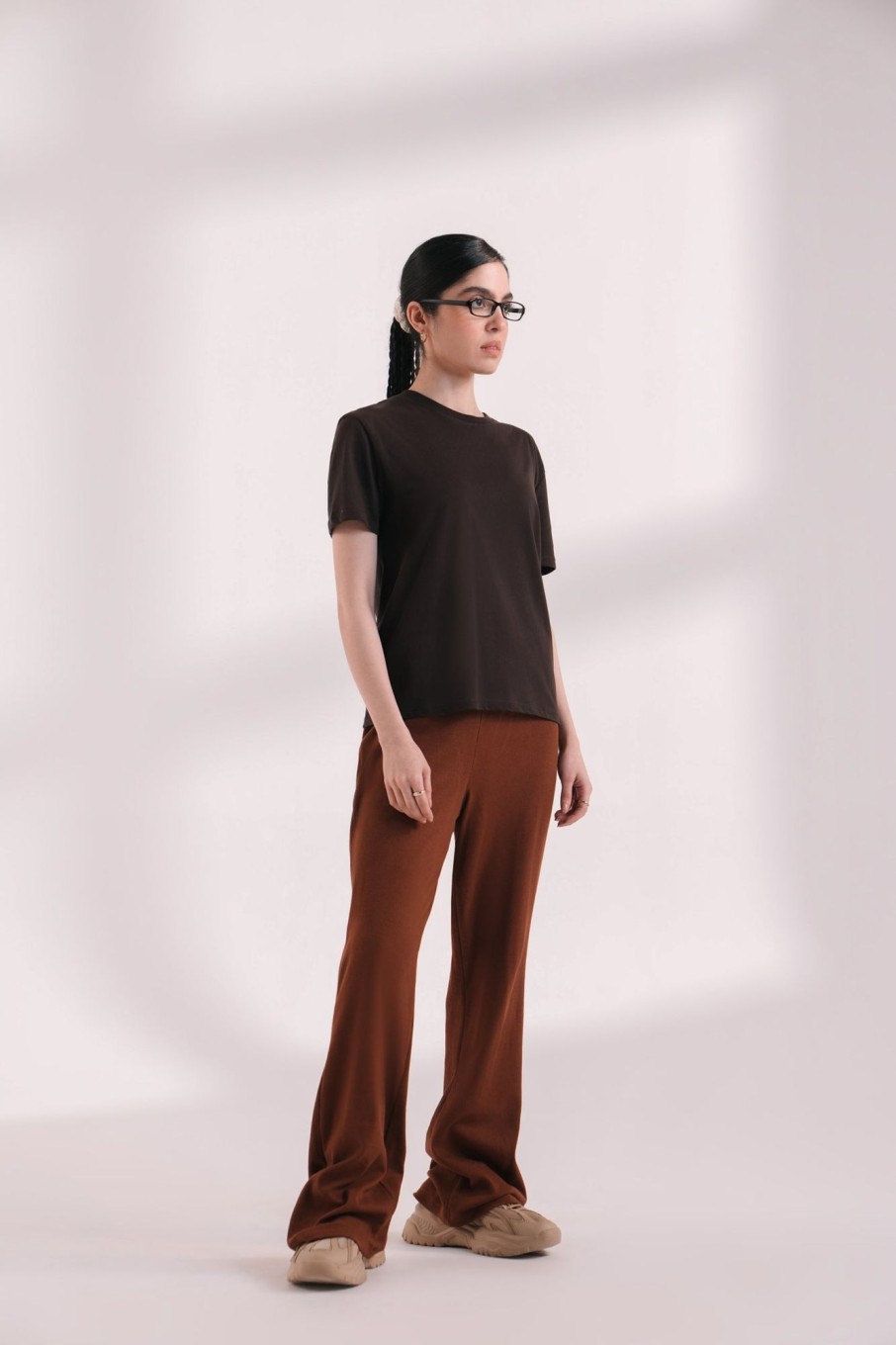 Hot Basic Knit Flared Trousers Trousers