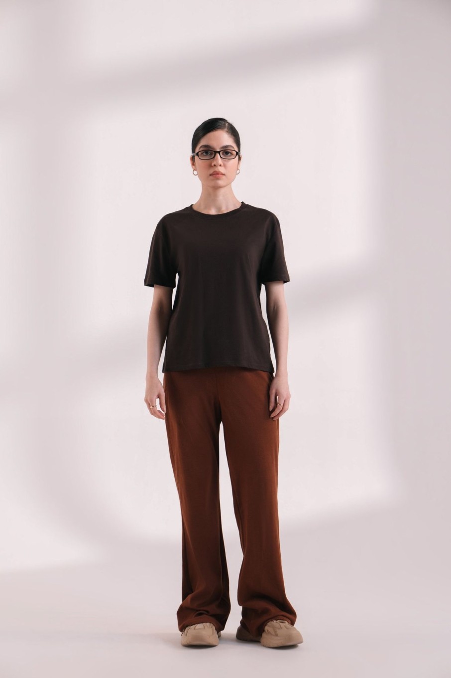 Hot Basic Knit Flared Trousers Trousers