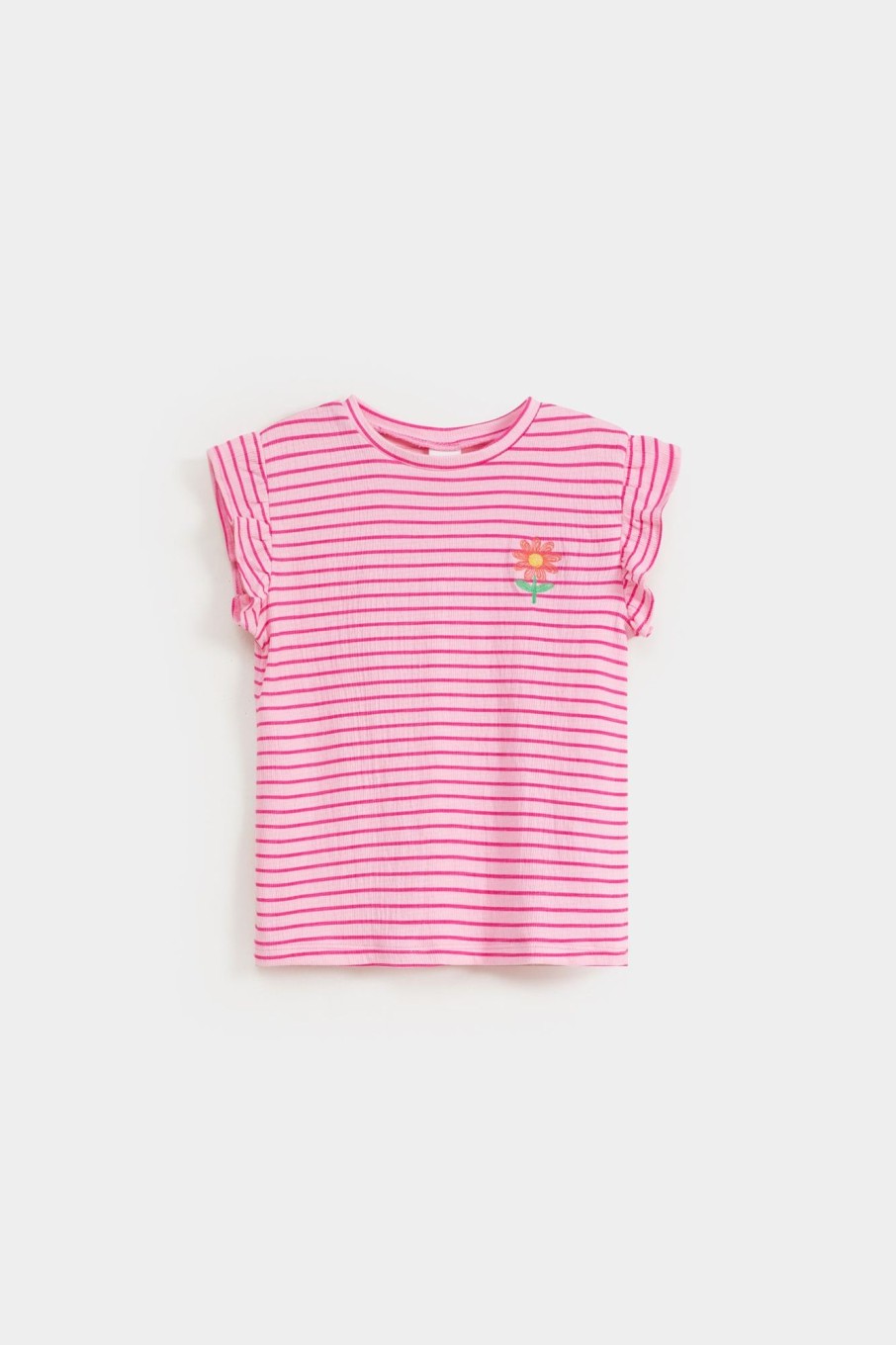 Hot Stripe T-Shirt With Frill Sleeves T-Shirts