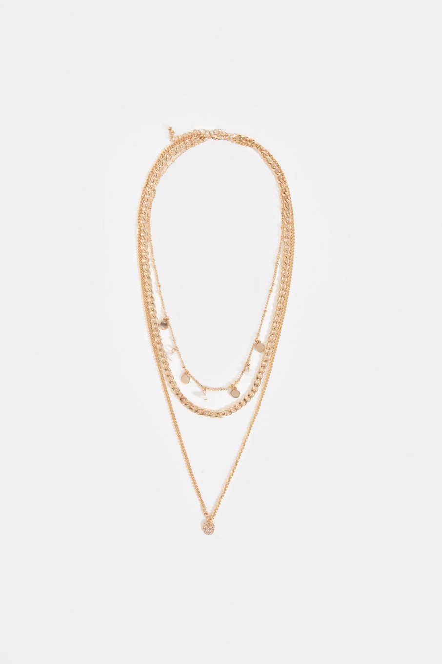 Online Triple Chain Necklace With En Finish Accessories