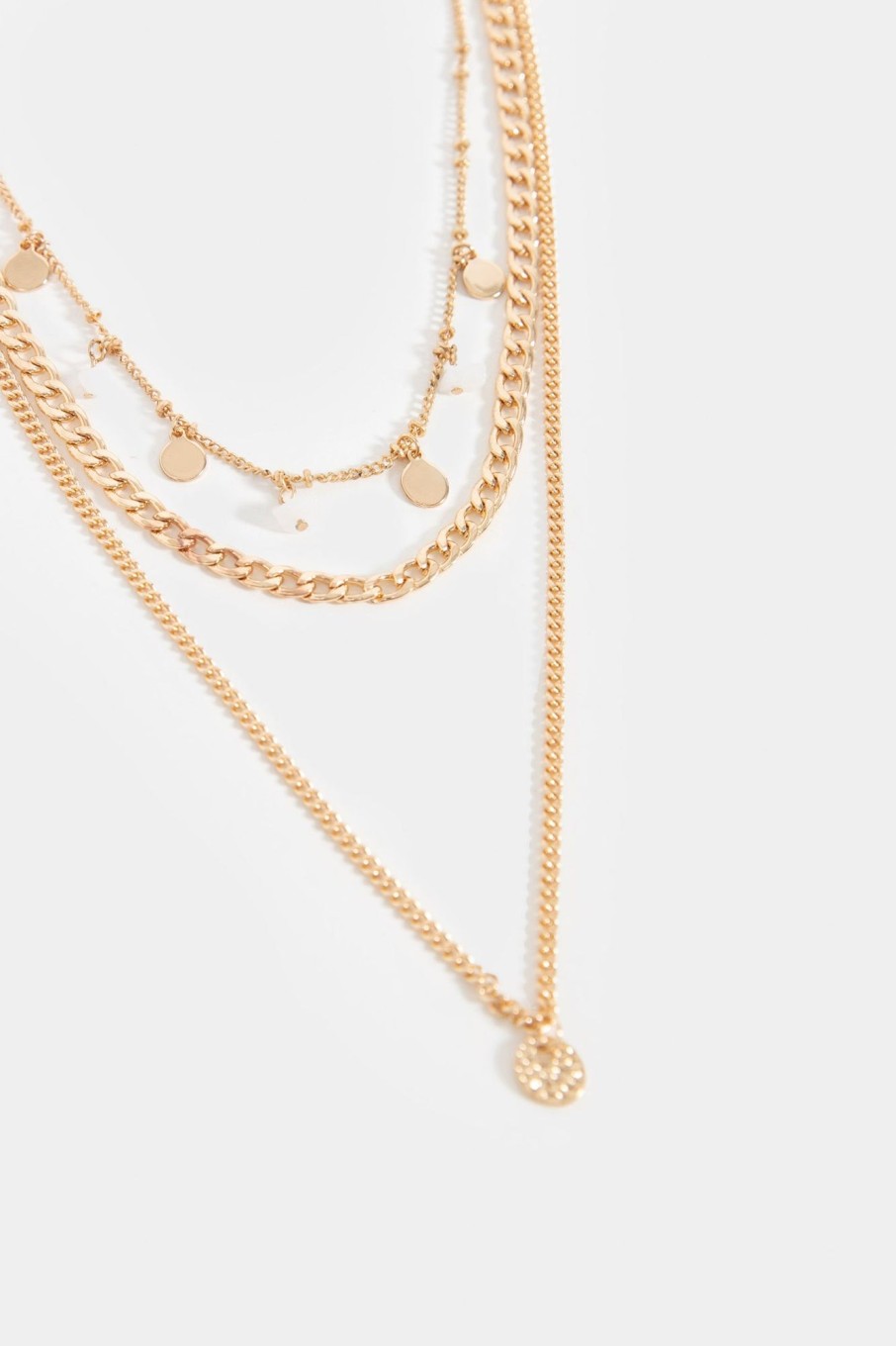 Online Triple Chain Necklace With En Finish Accessories