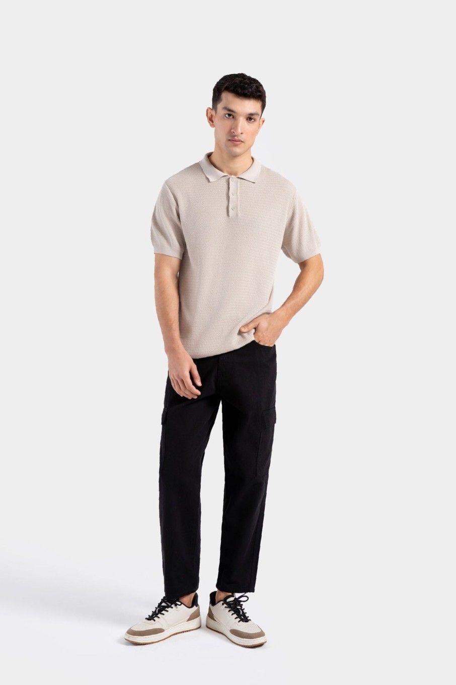 Hot Textured Knit Polo Polos