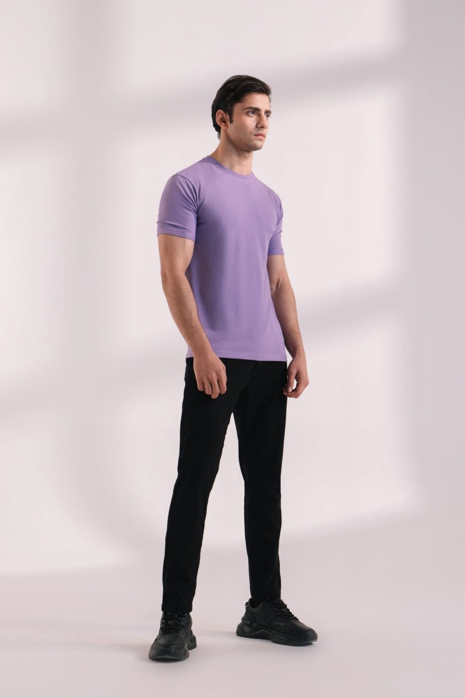 Online Basic Crew Neck T-Shirt With Turn Up Sleeves T-Shirts